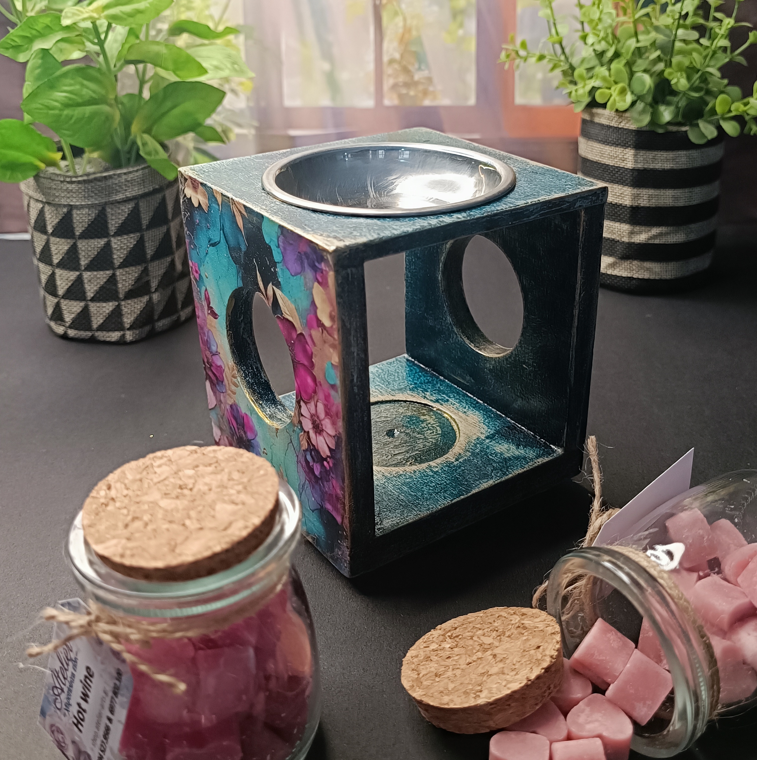 Ξύλινος αρωματιστής "Αμέθυστος Κήπος" για wax melts - Image 2