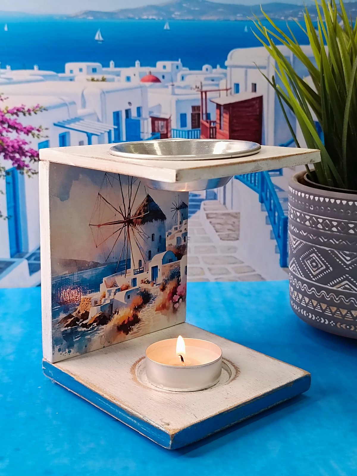 Ξύλινος αρωματιστής "Κυκλάδες 2" για wax melts - Image 2