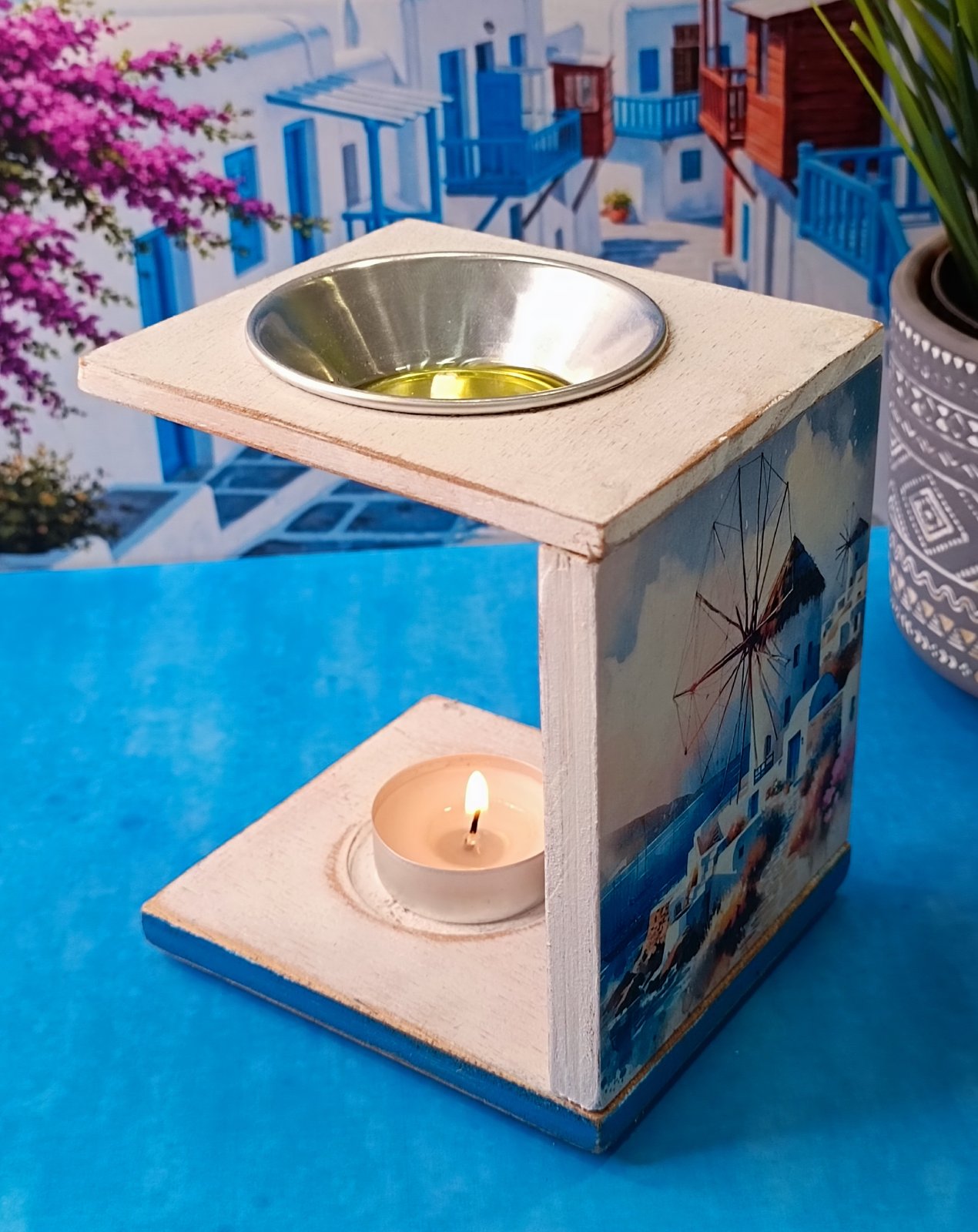 Ξύλινος αρωματιστής "Κυκλάδες 2" για wax melts - Image 4