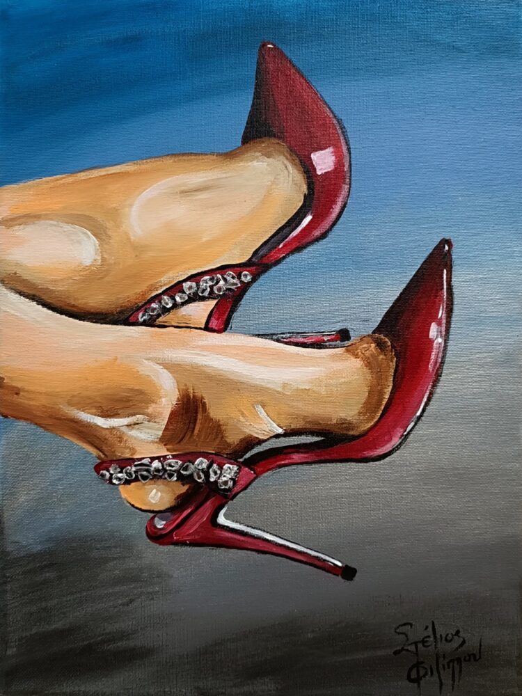 "Κόκκινες Γόβες", Ακρυλικά σε καμβά 30x40 cm