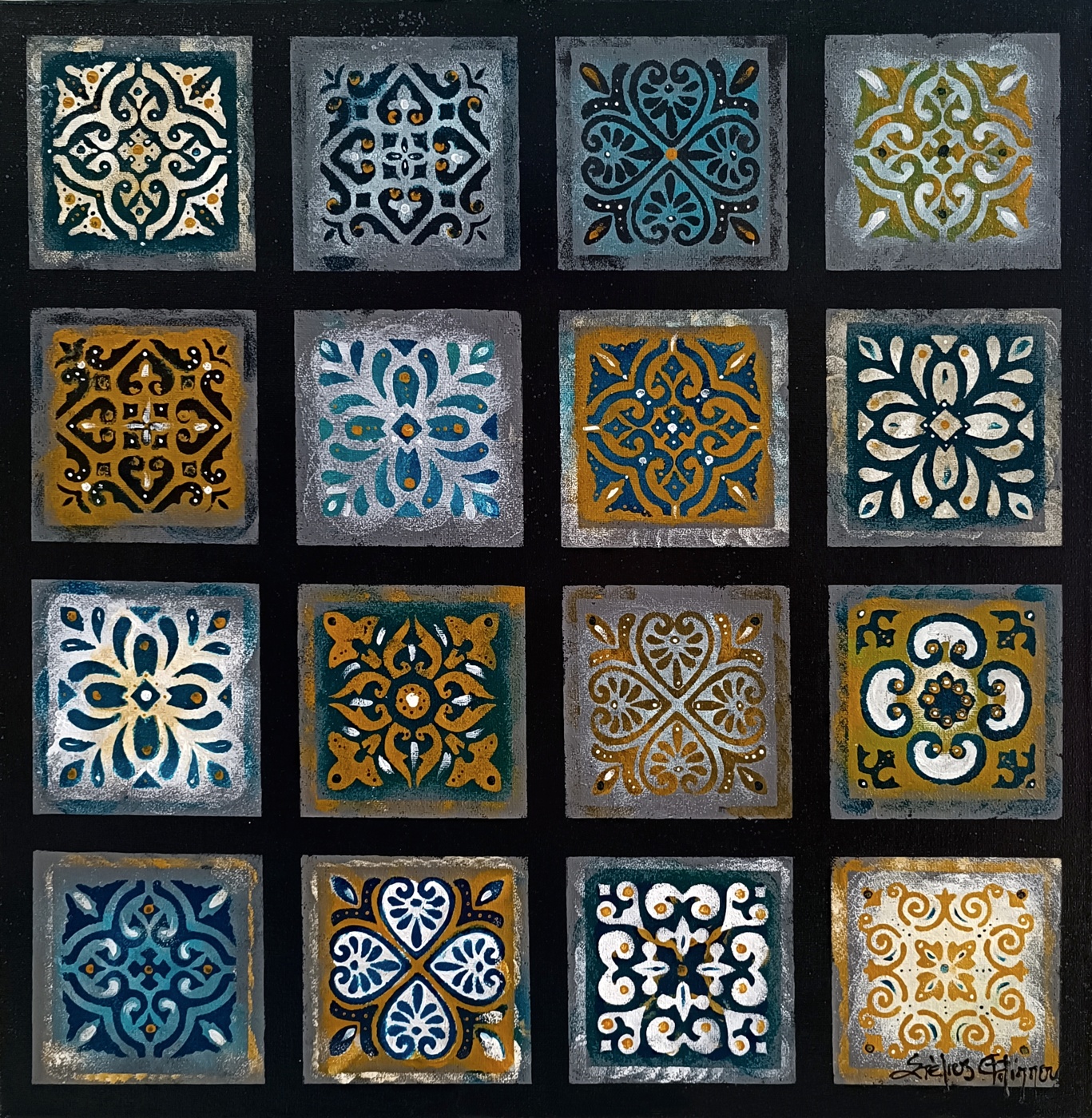"Heritage Patterns" Ακρυλικά σε Καμβά 55x55cm - Image 2