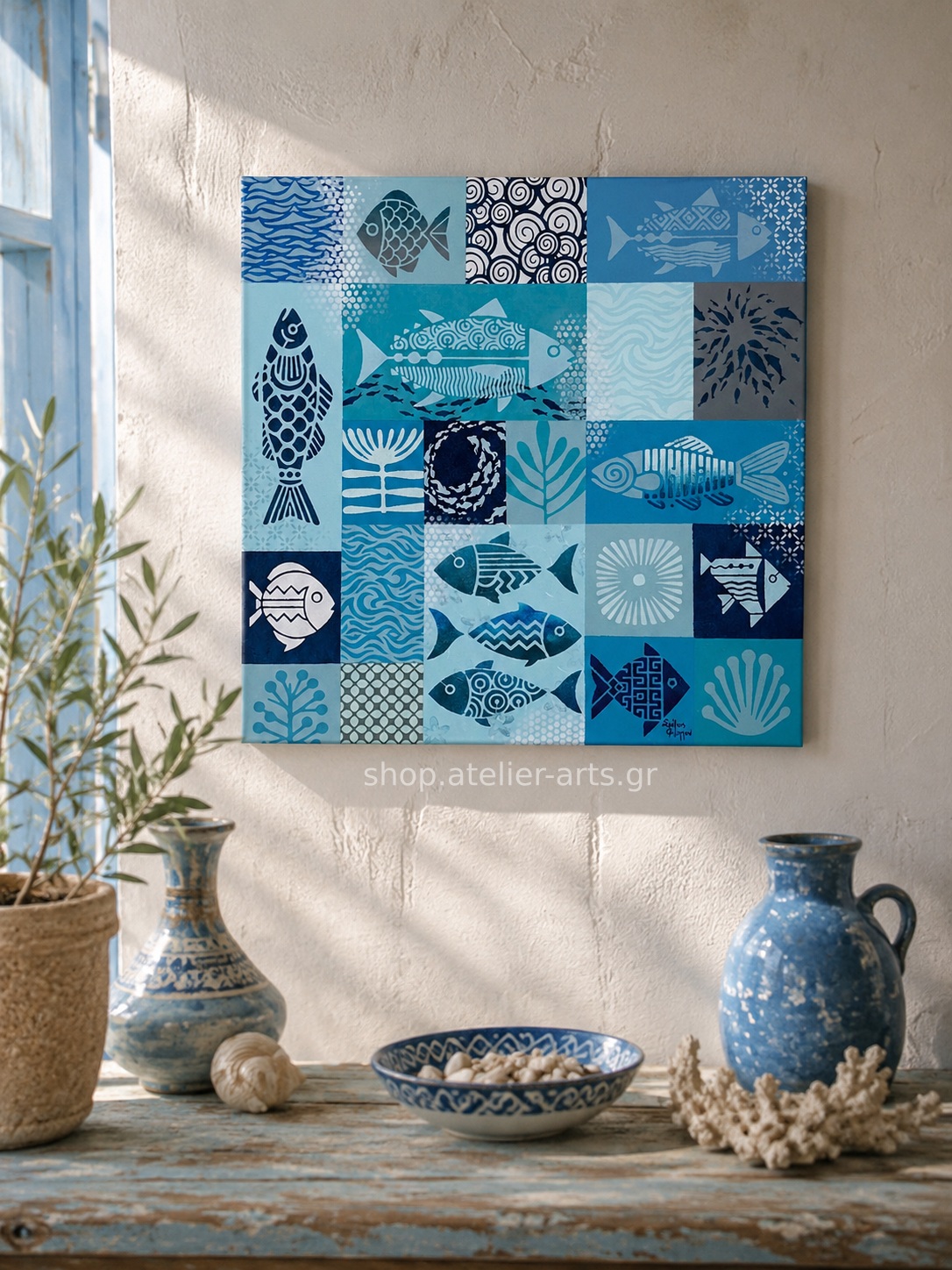 "Aegean Mosaic", πίνακας ζωγραφικής 60Χ60cm