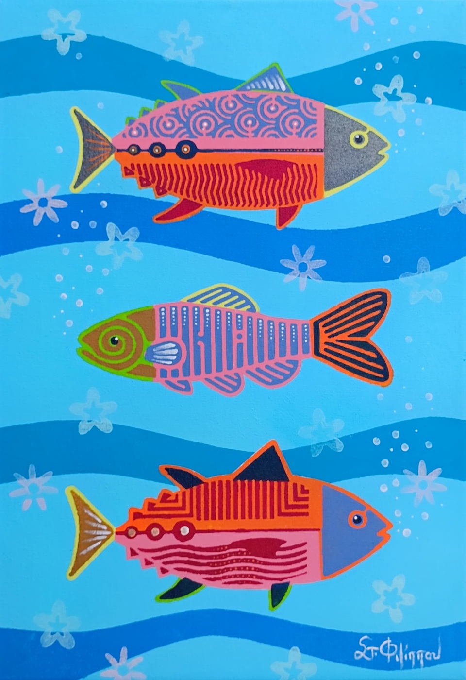 "Ocean Pop Symphony" Ακρυλικά σε καμβά 35x50cm - Image 2