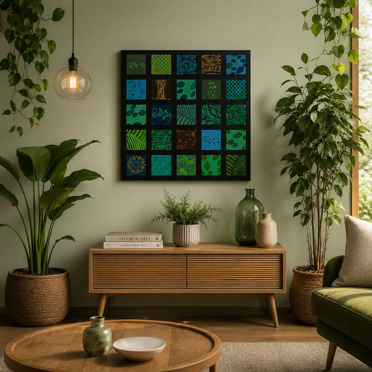 “Green Harmony” Ακρυλικά σε καμβά 55x55cm