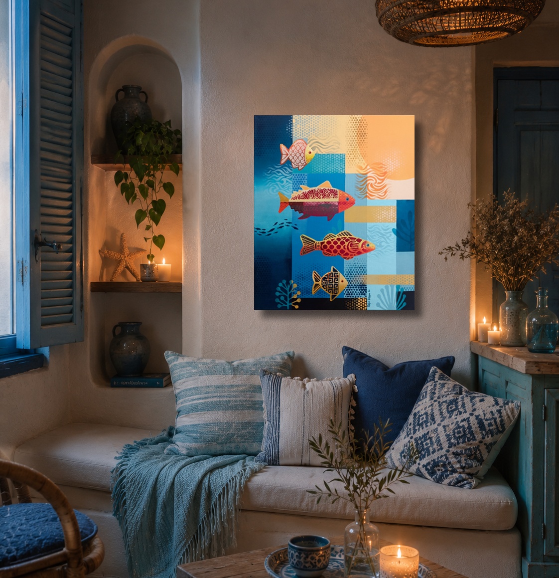 "Πολύχρωμος βυθός" πίνακας ζωγραφικής 50x60cm - Image 2
